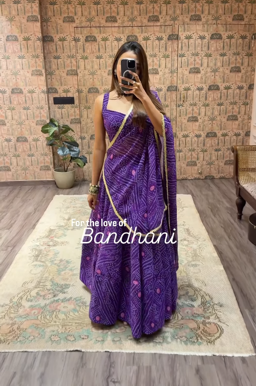 Royal Raatri Bandhani Lehenga Choli Set