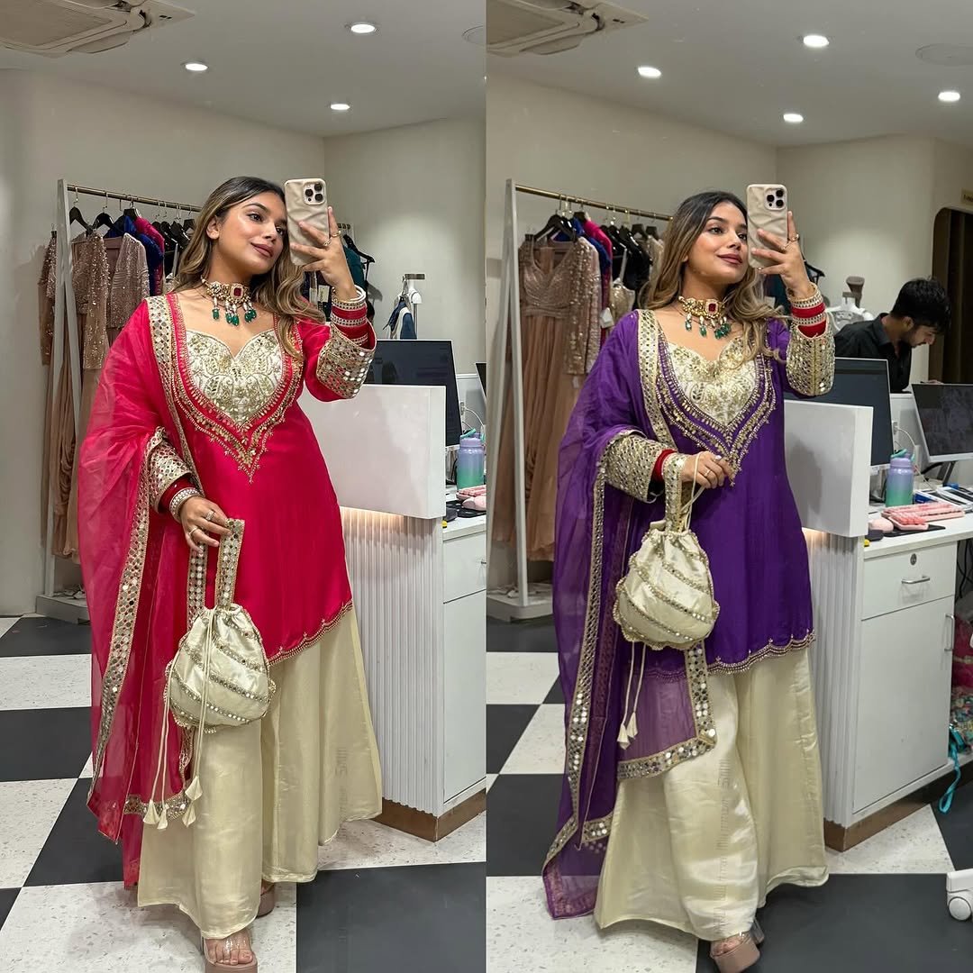 Noor-e-Zari Golden Blush Sharara Suit