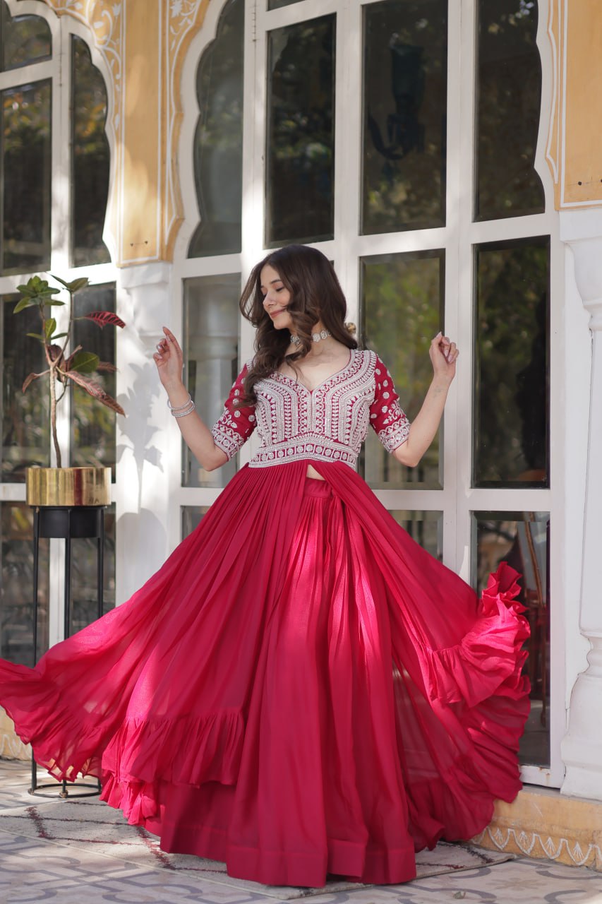 Avira Lehenga With Readymade Slit Cut Long Kurti Set
