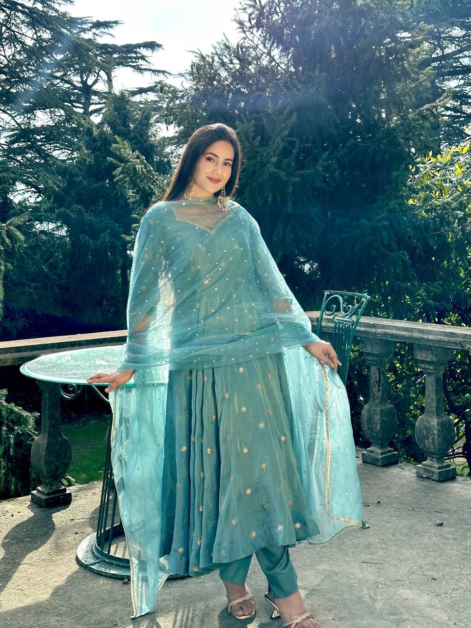 Inaaya Sky Light Blue Festive Anarkali Set