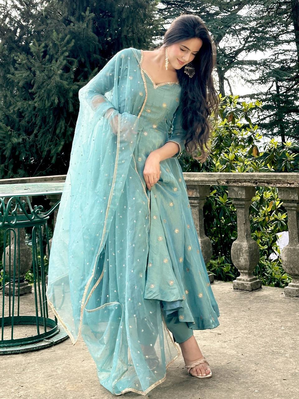 Inaaya Sky Light Blue Festive Anarkali Set