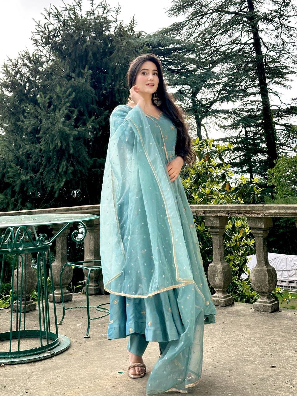 Inaaya Sky Light Blue Festive Anarkali Set