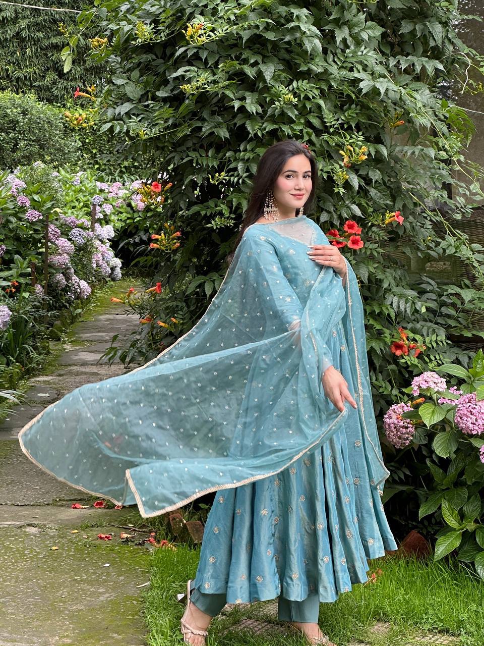 Inaaya Sky Light Blue Festive Anarkali Set