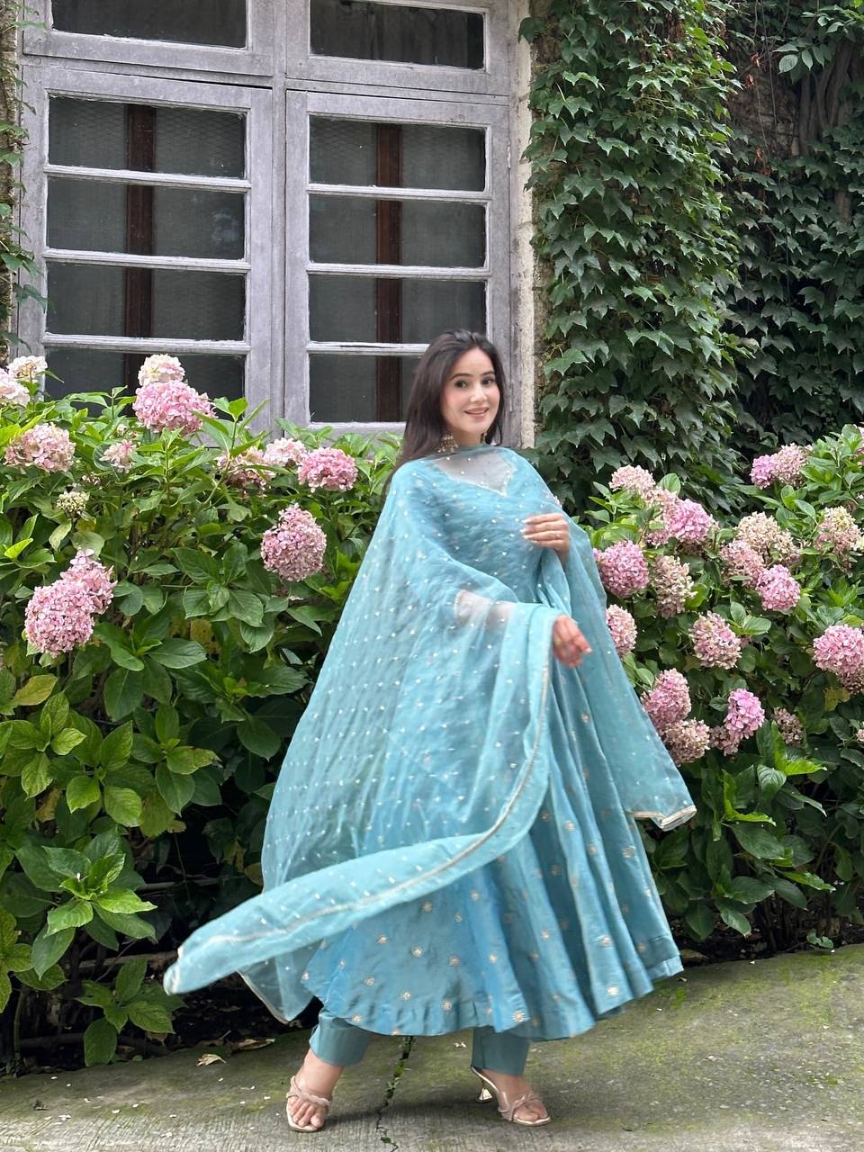 Inaaya Sky Light Blue Festive Anarkali Set