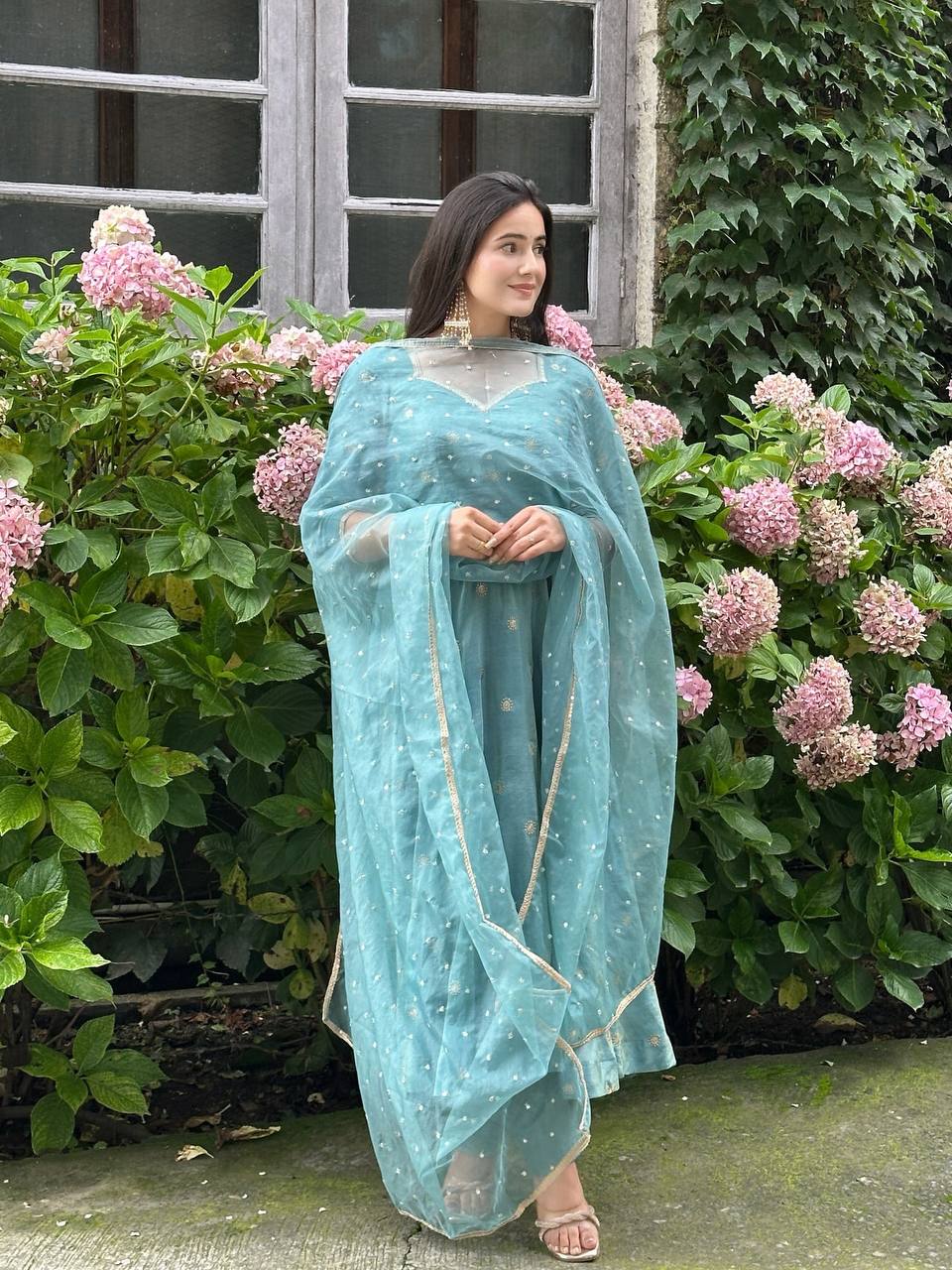 Inaaya Sky Light Blue Festive Anarkali Set