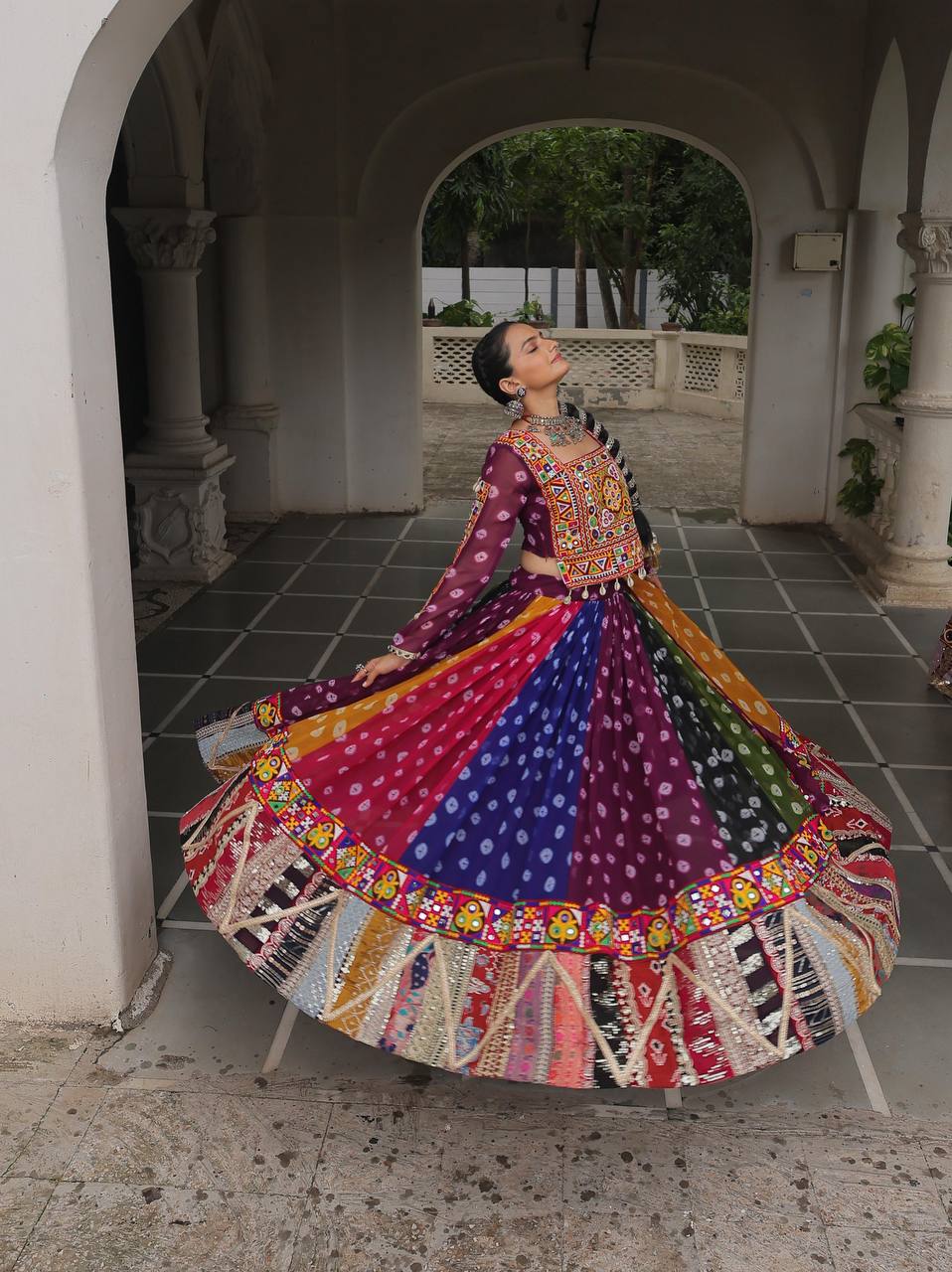 RangRaas Royal: Multicolor Bandhani Navratri Lehenga Set