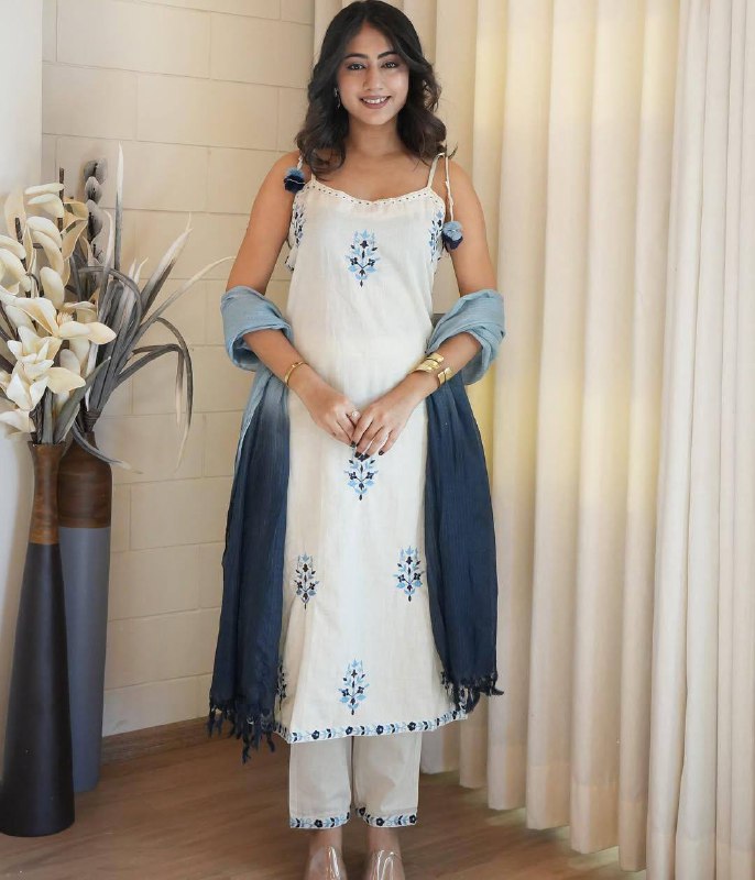 Anvika Grace Blue Blossom Festive Vibes Kurta Set