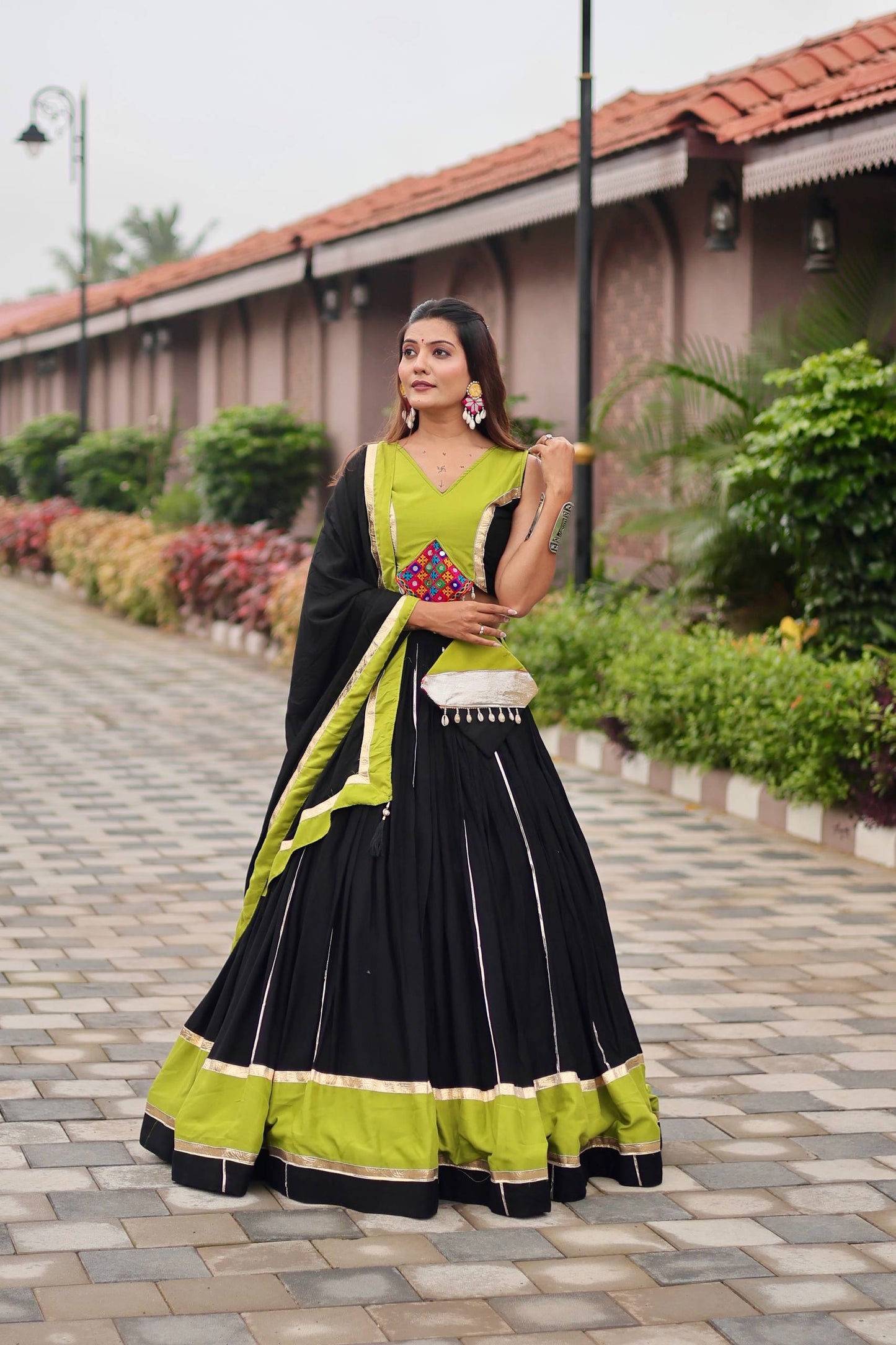 Naavya Mirror Work Potli Touch Garba Lehenga Set
