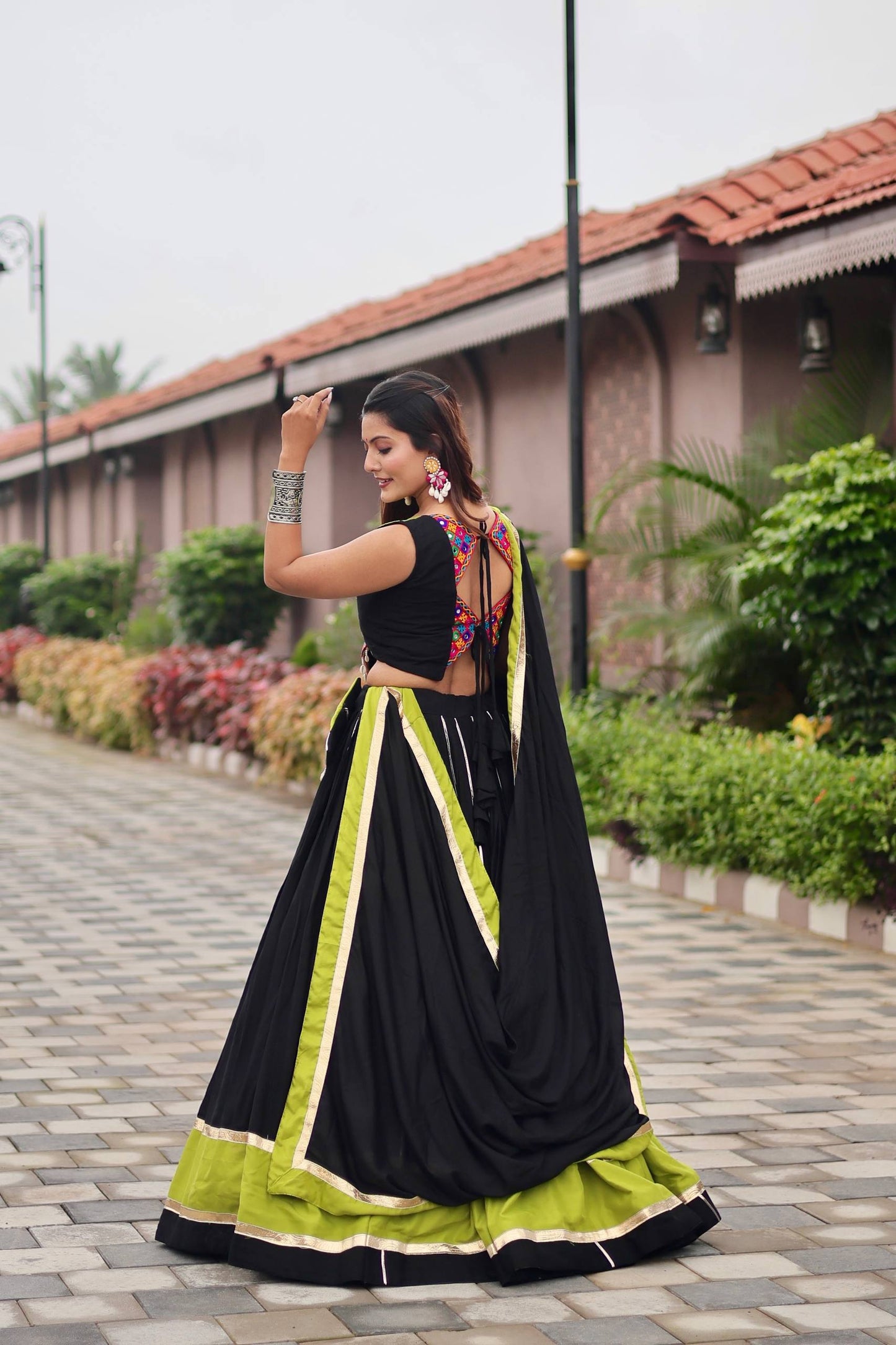 Naavya Mirror Work Potli Touch Garba Lehenga Set