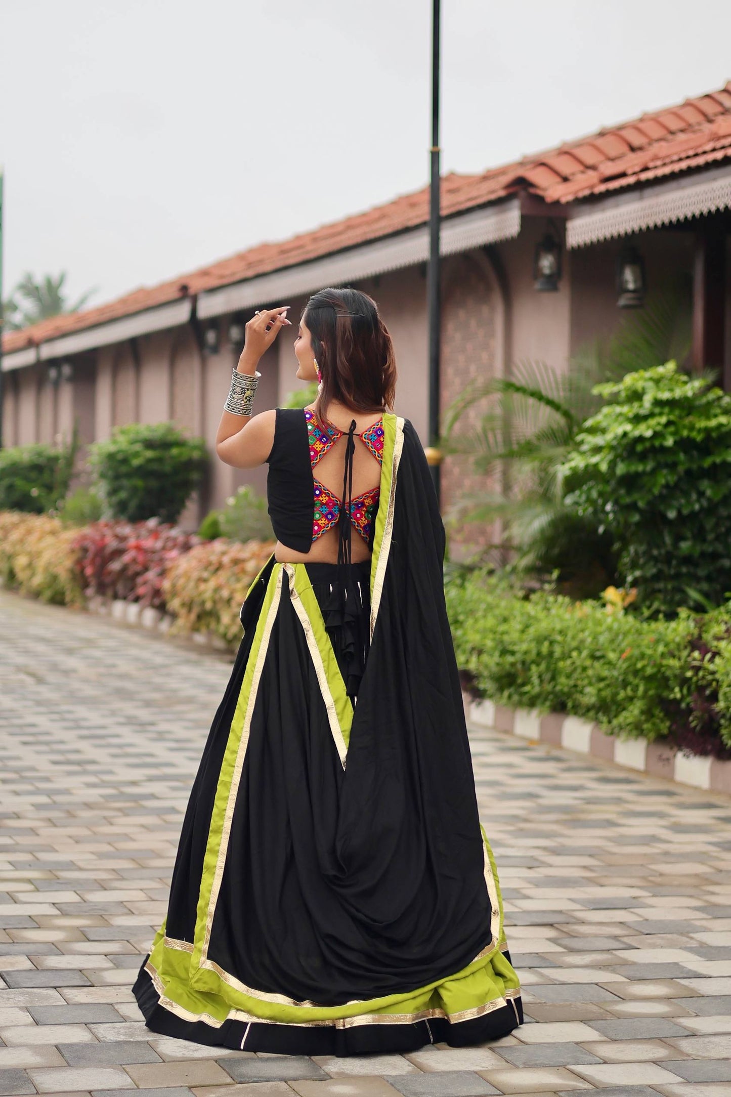 Naavya Mirror Work Potli Touch Garba Lehenga Set