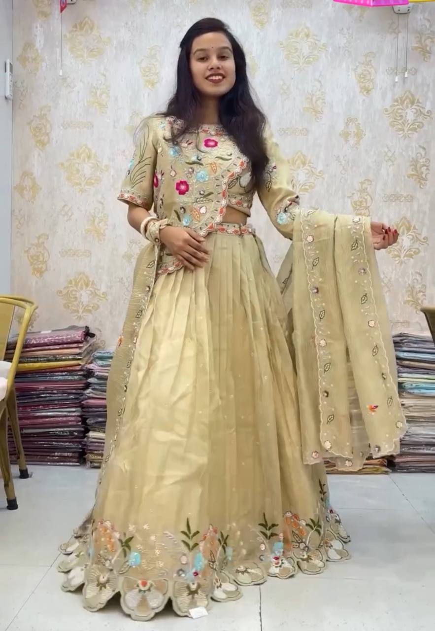 Golden Bloom Pure Gold Crush Lehenga Set