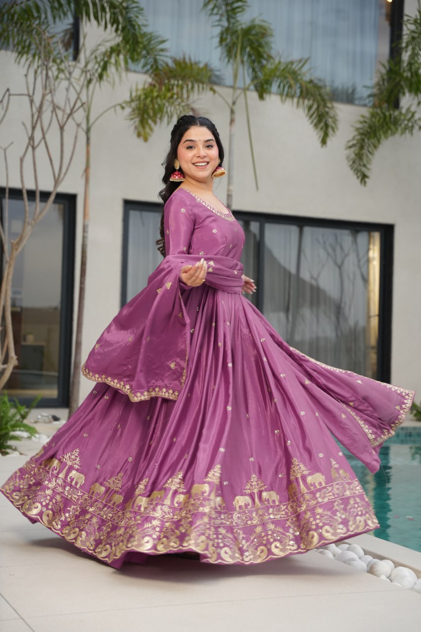 Elowen royal Heavy Embroidery Readmade Gown
