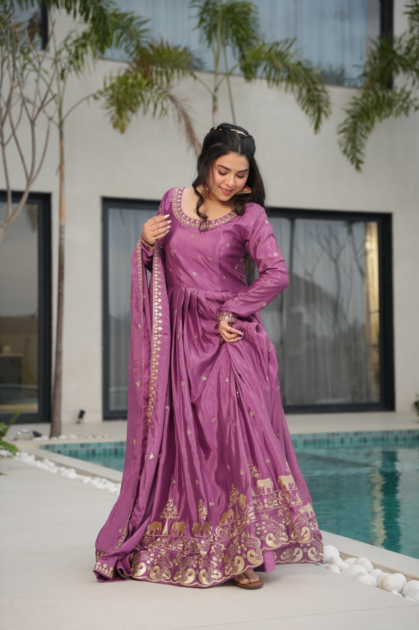 Elowen royal Heavy Embroidery Readmade Gown