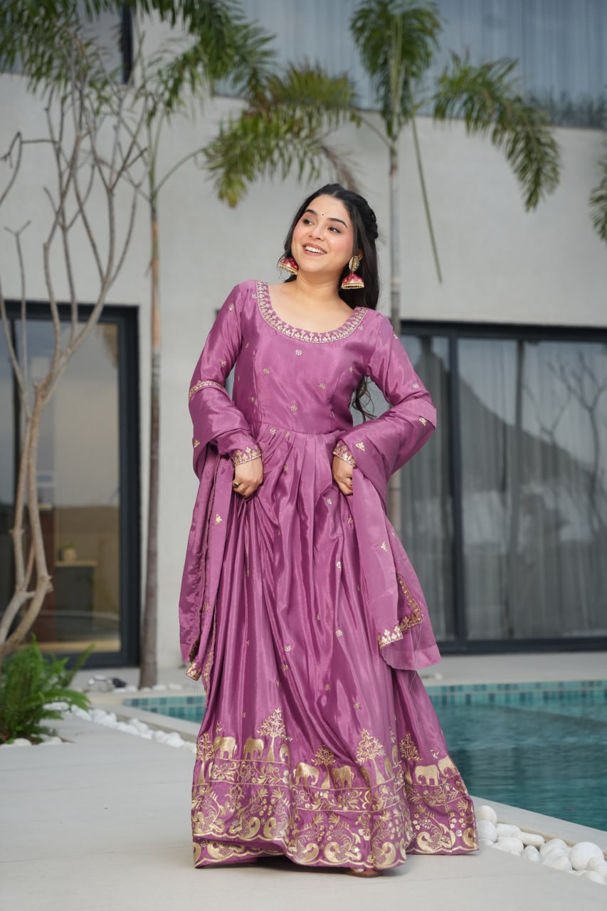 Elowen royal Heavy Embroidery Readmade Gown