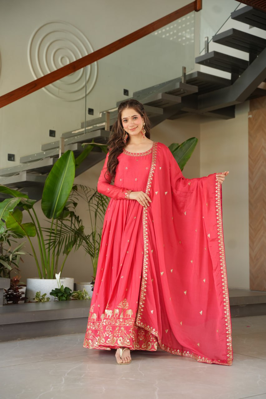 Elowen royal Heavy Embroidery Readmade Gown