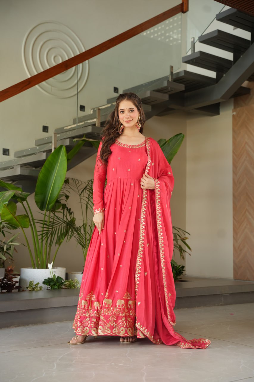 Elowen royal Heavy Embroidery Readmade Gown