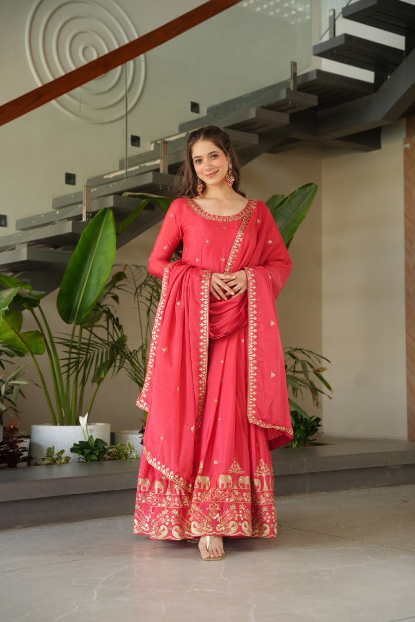 Elowen royal Heavy Embroidery Readmade Gown