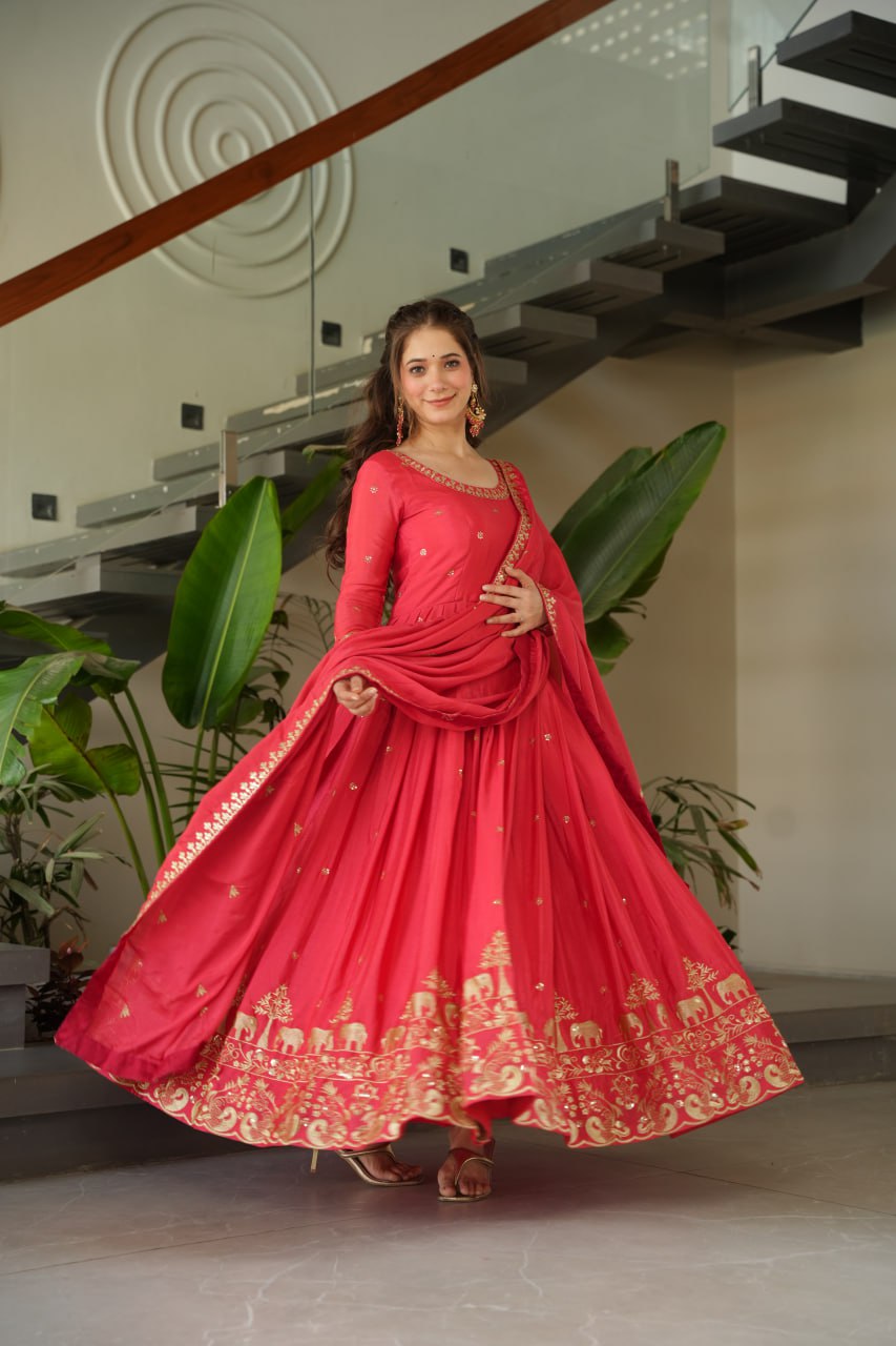 Elowen royal Heavy Embroidery Readmade Gown