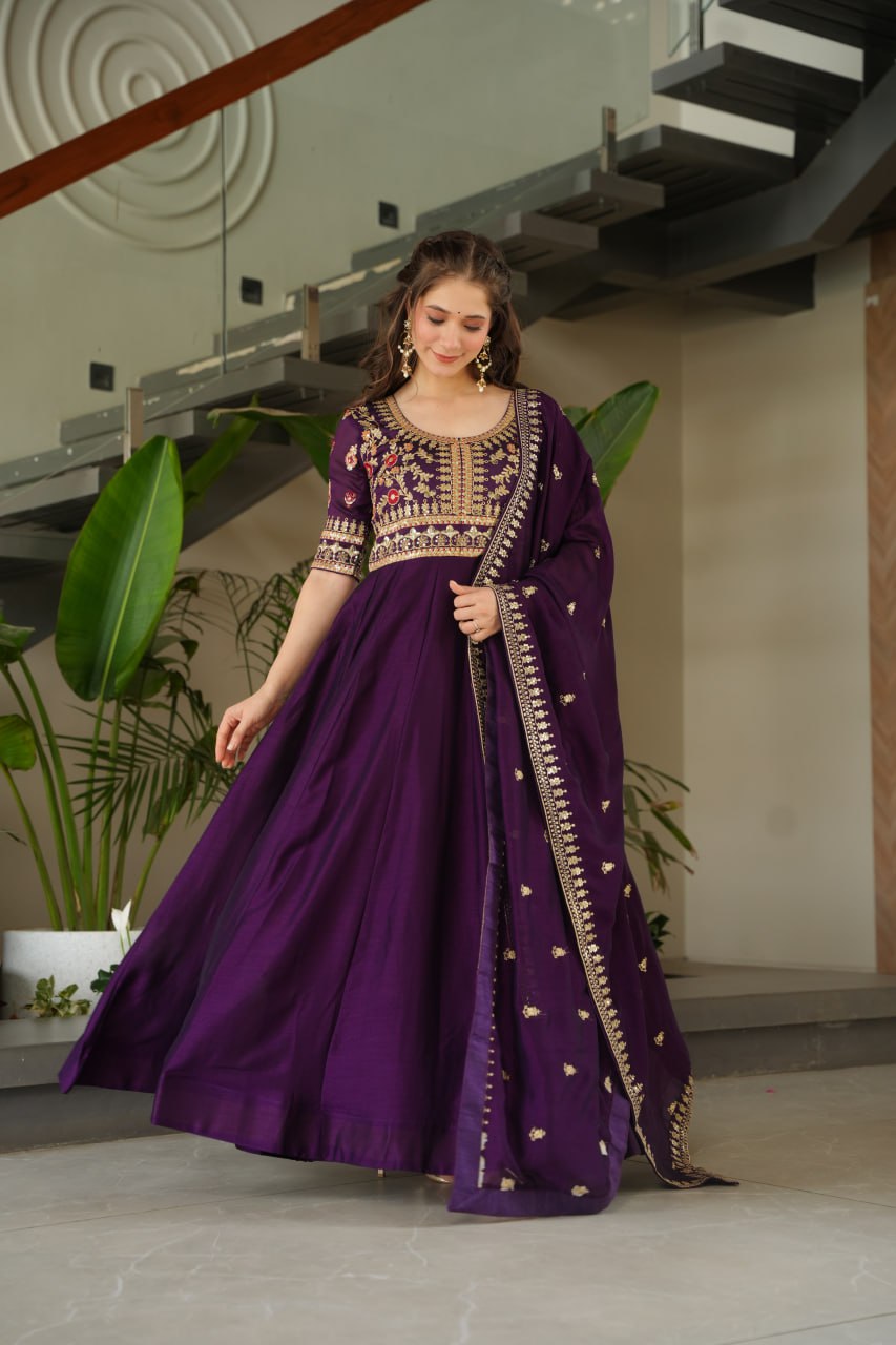 Sharvani Gorgeous Vichitra Silk Anarkali Gown
