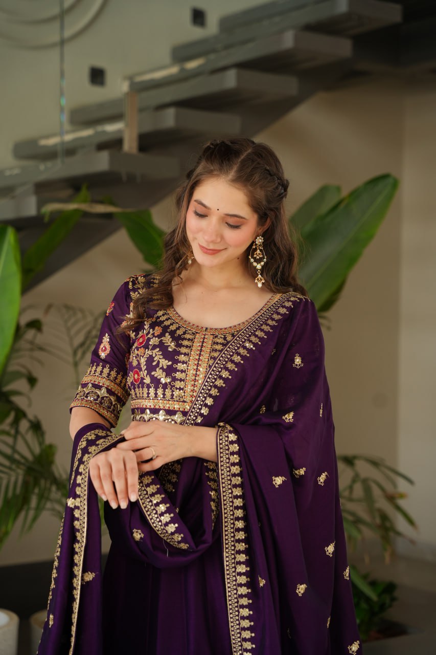 Sharvani Gorgeous Vichitra Silk Anarkali Gown