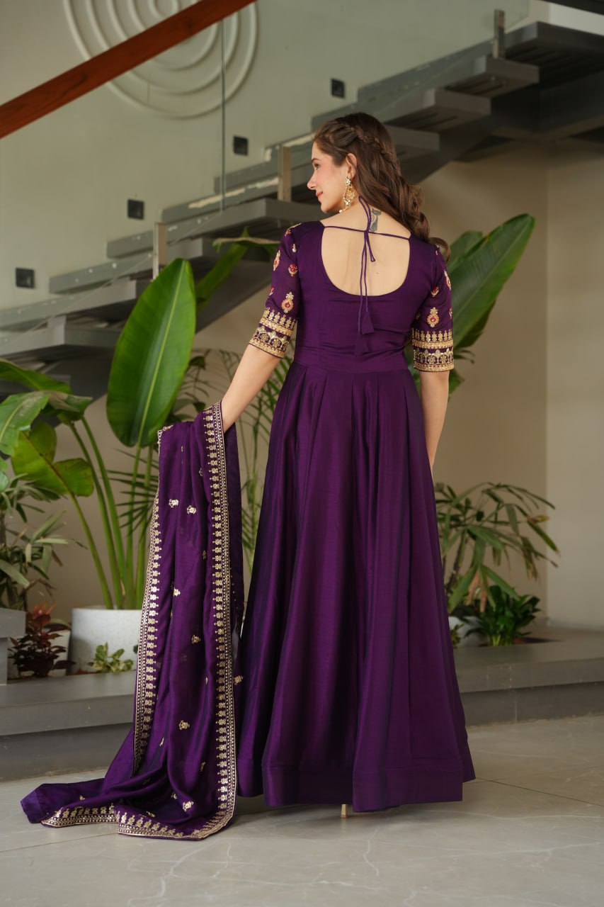 Sharvani Gorgeous Vichitra Silk Anarkali Gown