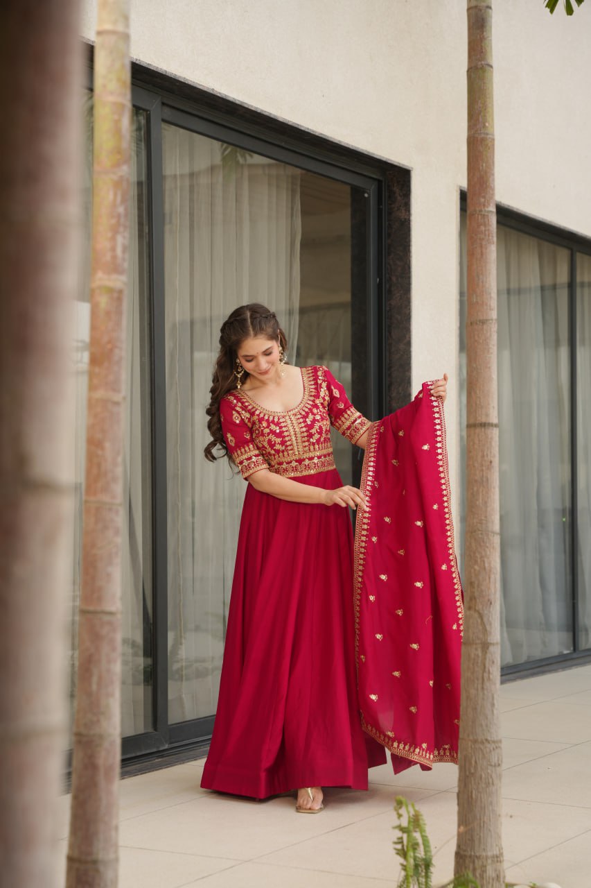 Sharvani Gorgeous Vichitra Silk Anarkali Gown