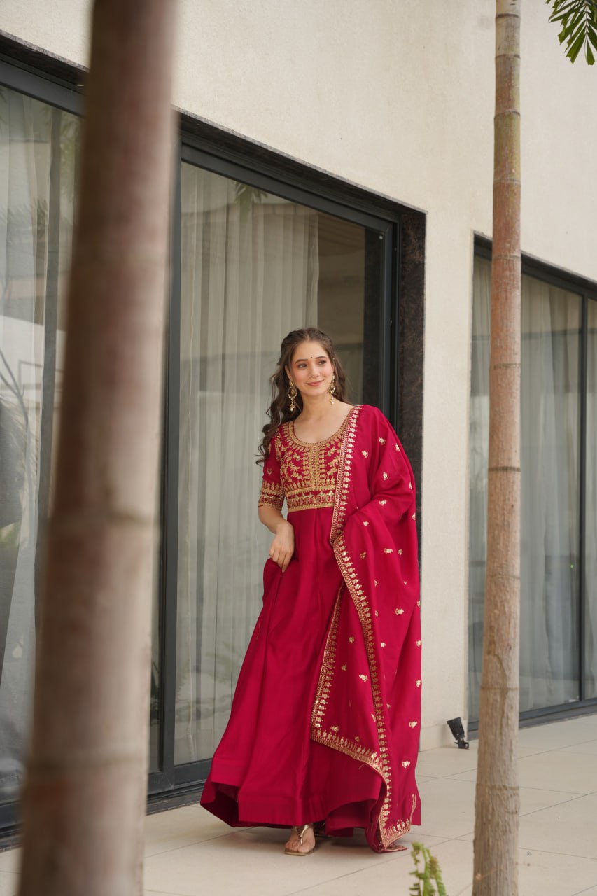 Sharvani Gorgeous Vichitra Silk Anarkali Gown