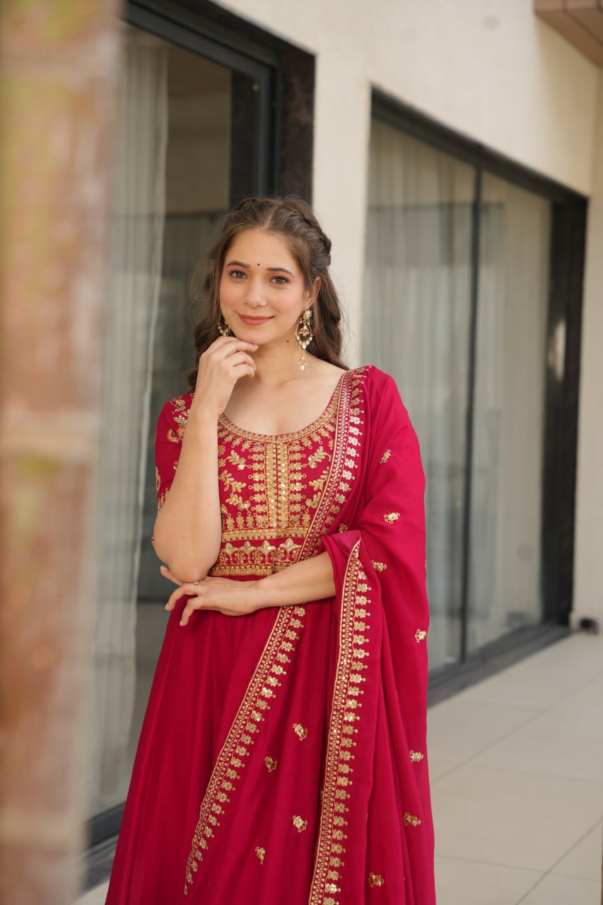 Sharvani Gorgeous Vichitra Silk Anarkali Gown