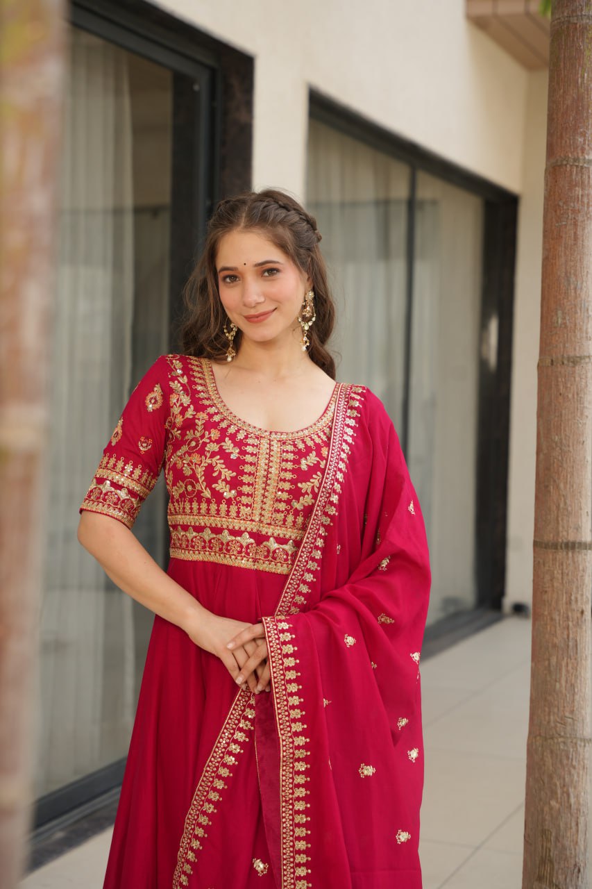 Sharvani Gorgeous Vichitra Silk Anarkali Gown