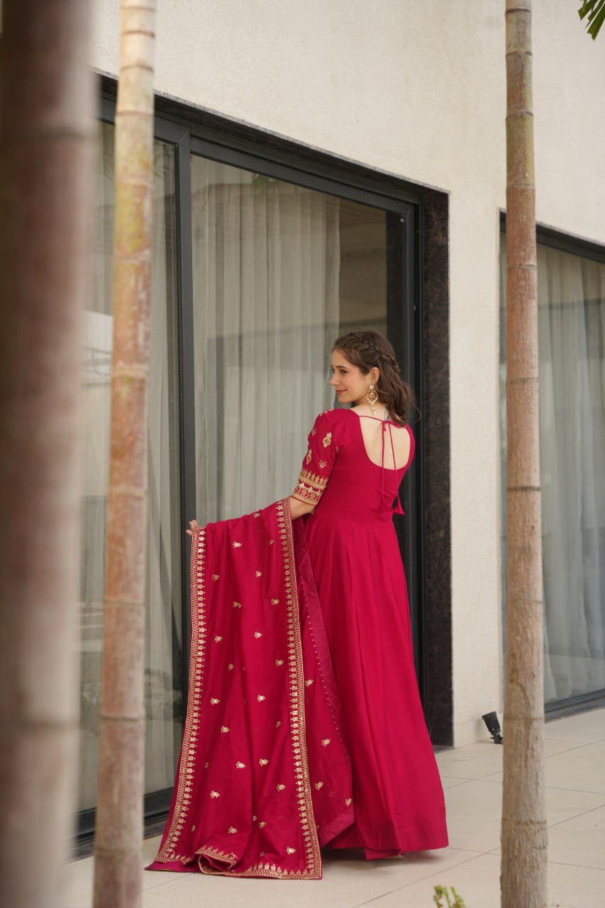 Sharvani Gorgeous Vichitra Silk Anarkali Gown