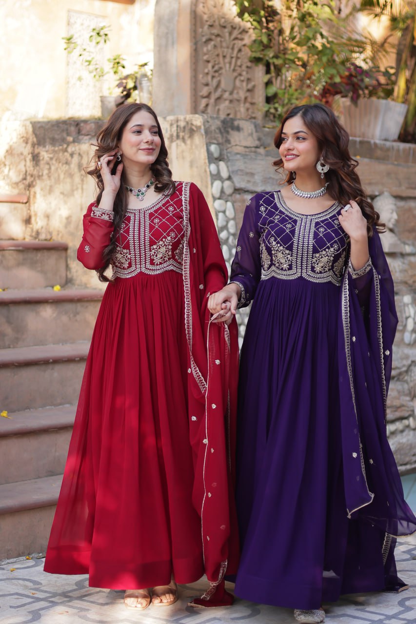 Alira Beatiful Faux Blooming Readymade Gown