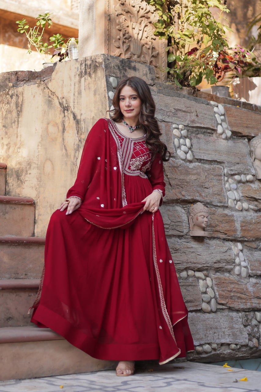 Alira Beatiful Faux Blooming Readymade Gown
