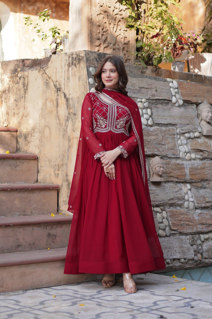 Alira Beatiful Faux Blooming Readymade Gown