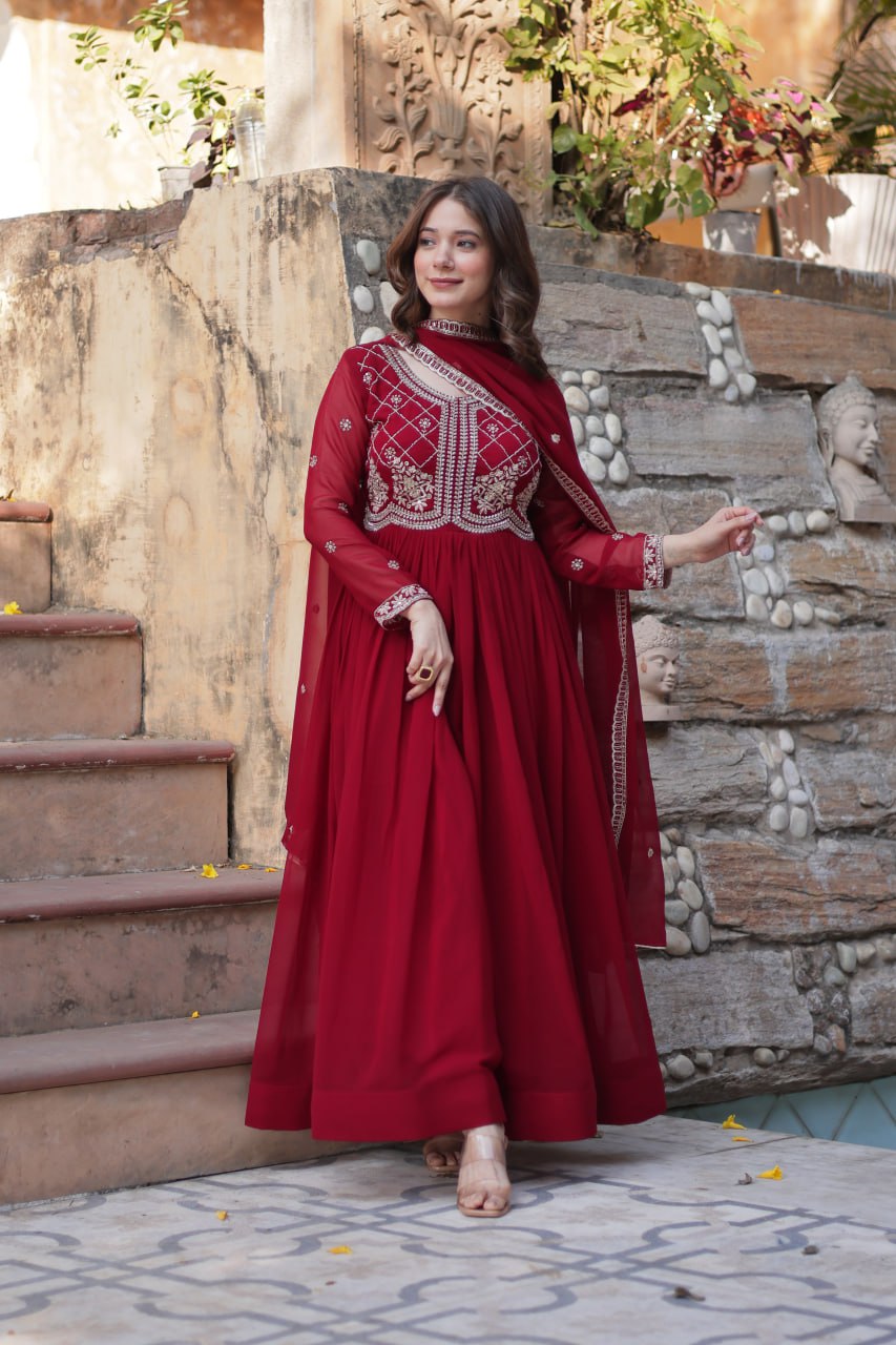 Alira Beatiful Faux Blooming Readymade Gown