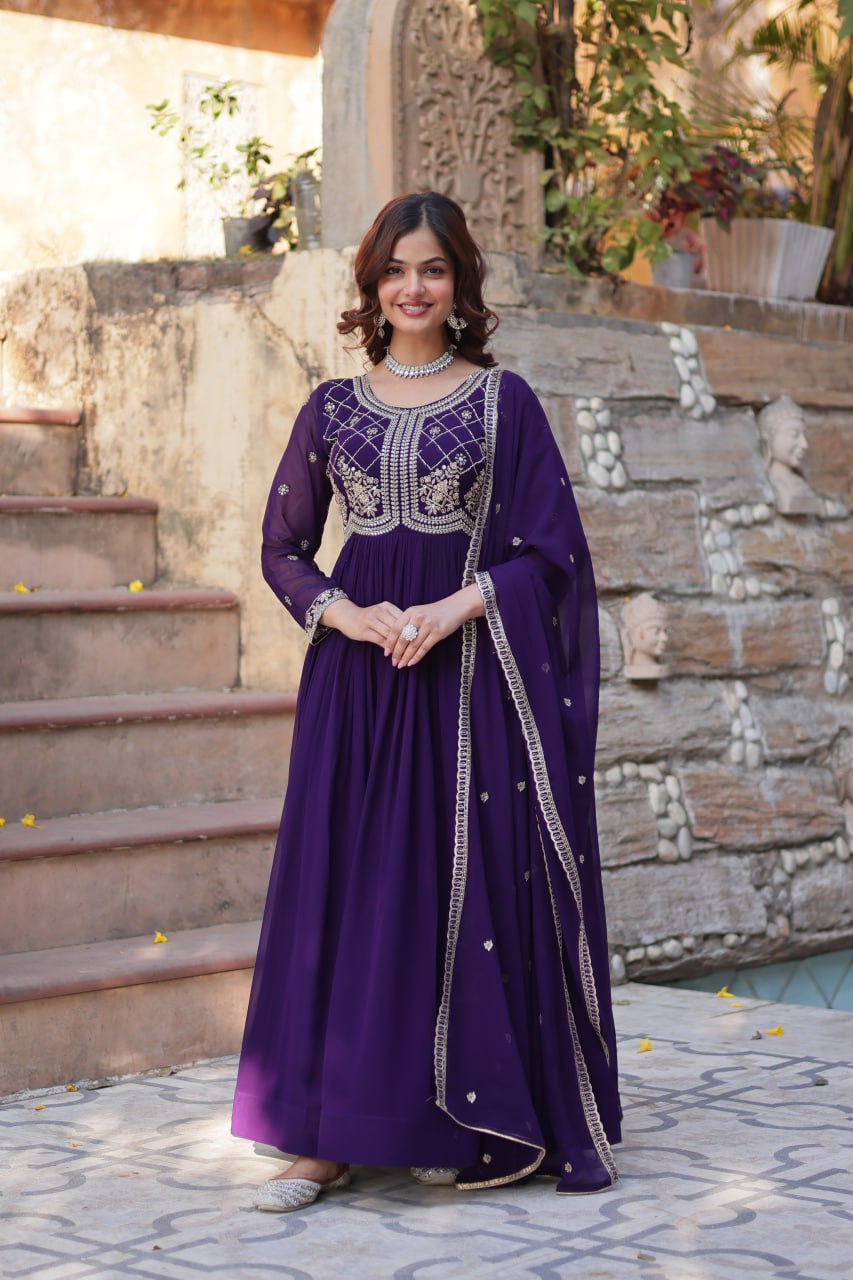 Alira Beatiful Faux Blooming Readymade Gown