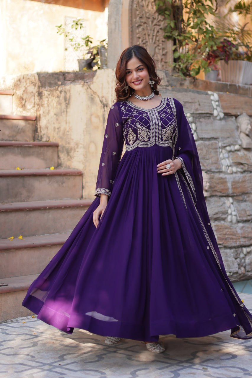 Alira Beatiful Faux Blooming Readymade Gown