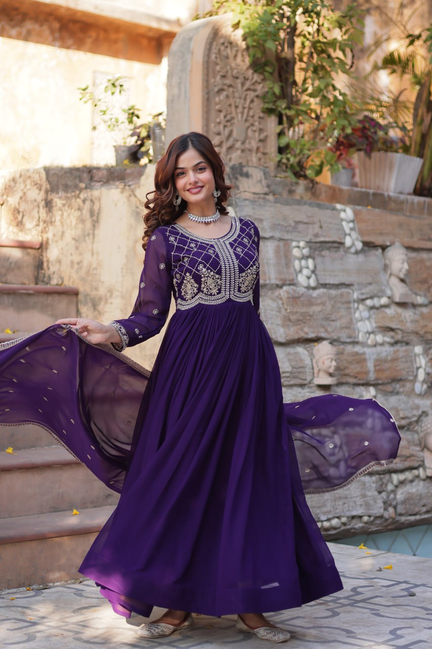 Alira Beatiful Faux Blooming Readymade Gown