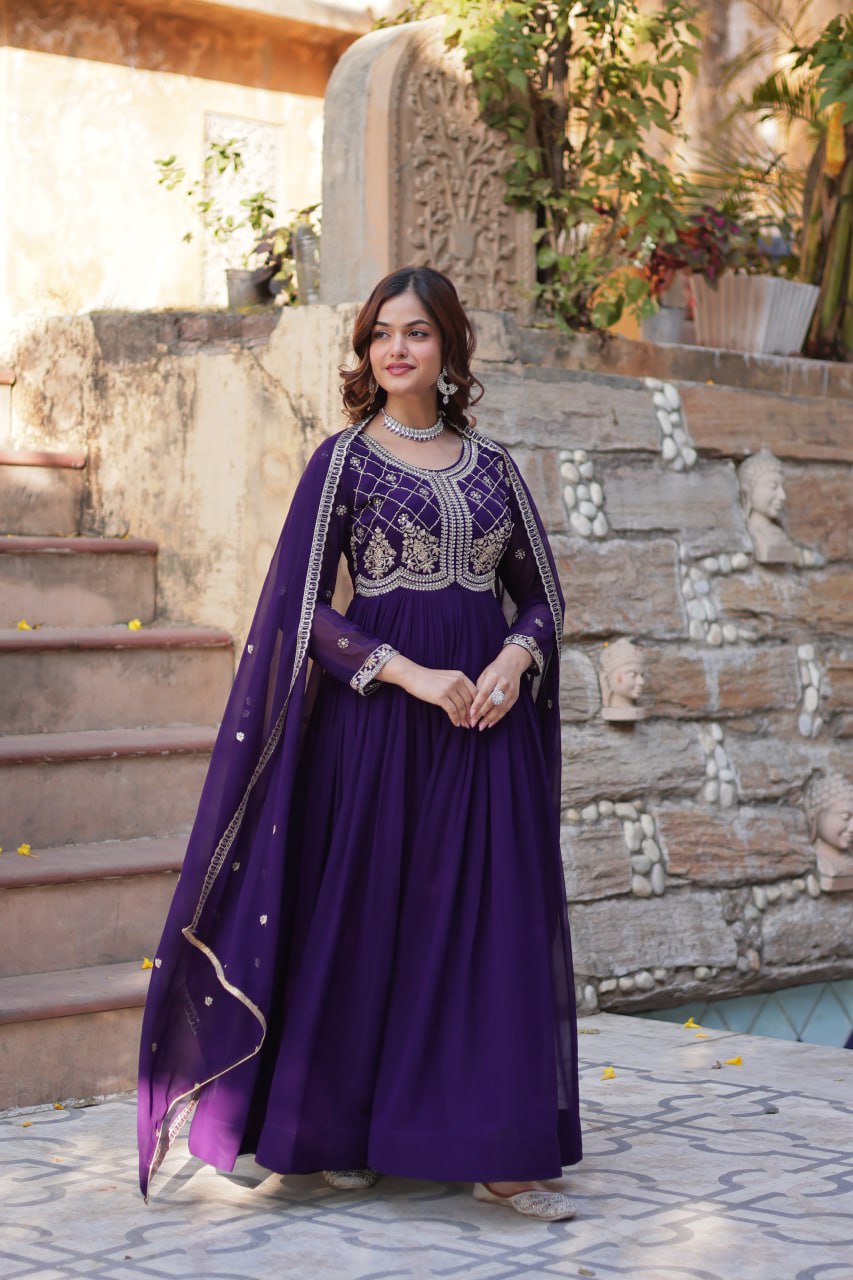Alira Beatiful Faux Blooming Readymade Gown