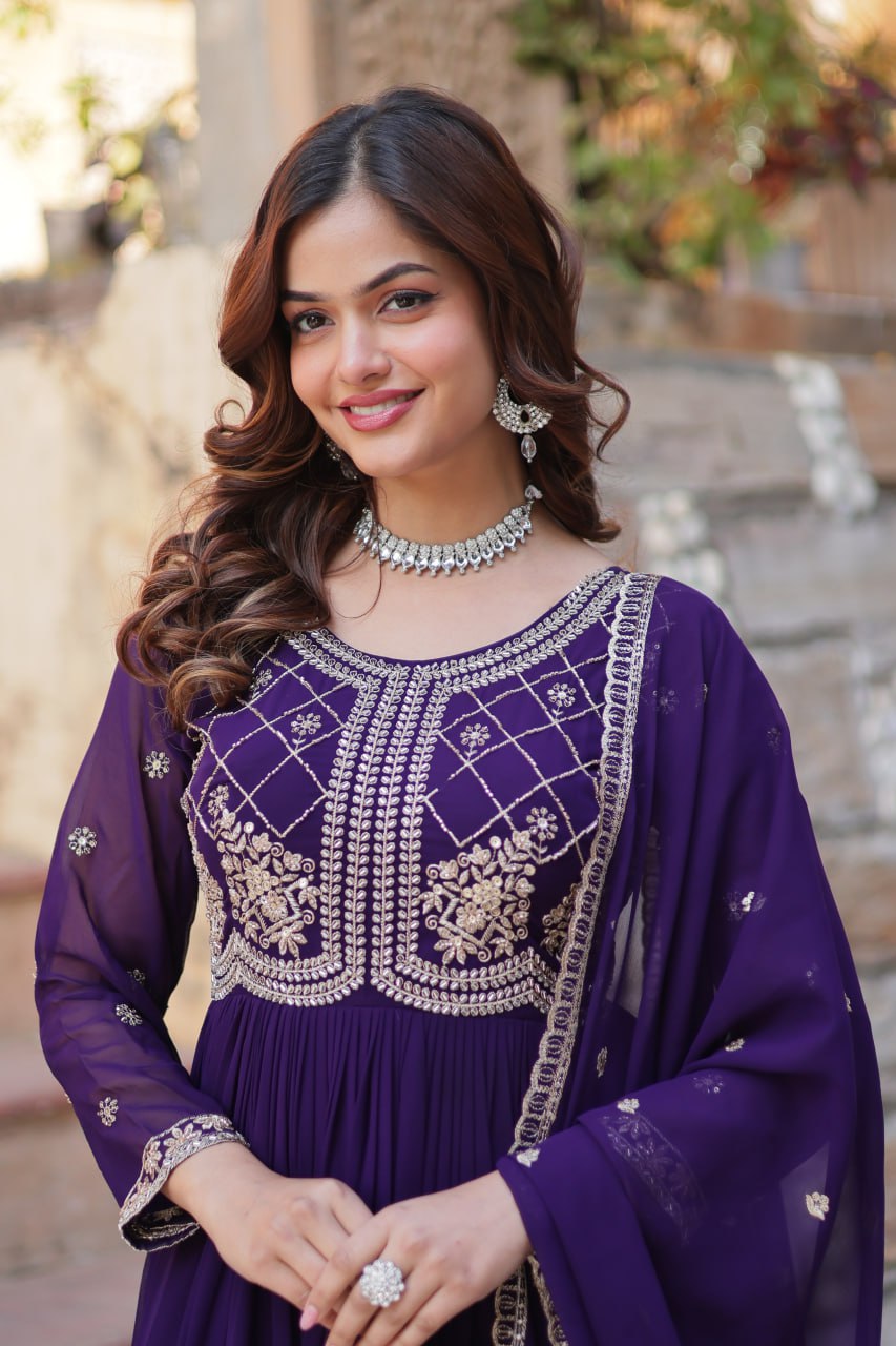 Alira Beatiful Faux Blooming Readymade Gown