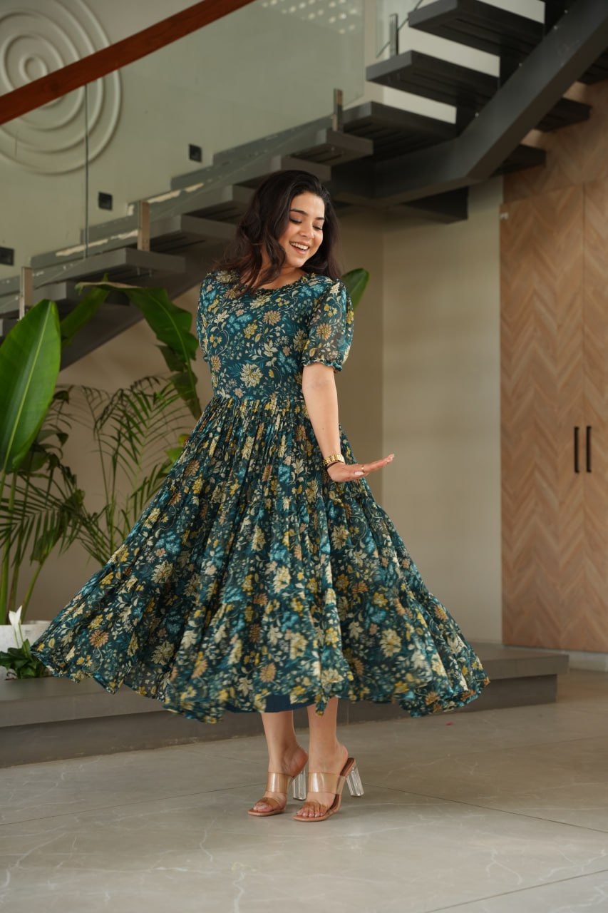 Vaidehi Botanic Breeze pretty printed Gown