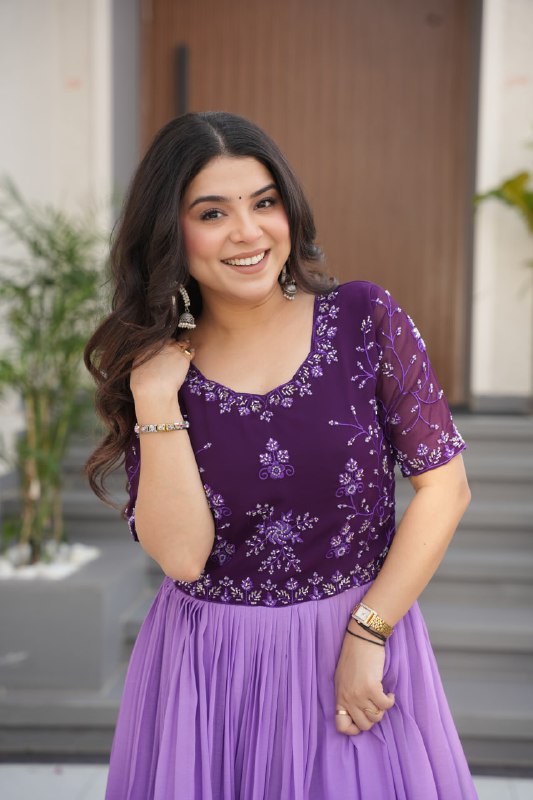 Zenith Rama & Purple Digital Print Gown