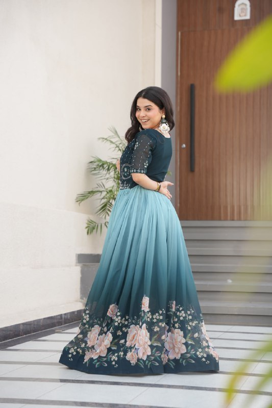 Zenith Rama & Purple Digital Print Gown