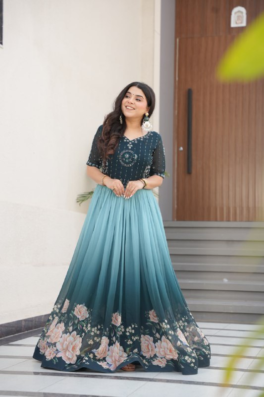 Zenith Rama & Purple Digital Print Gown