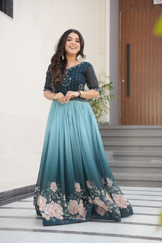 Zenith Rama & Purple Digital Print Gown