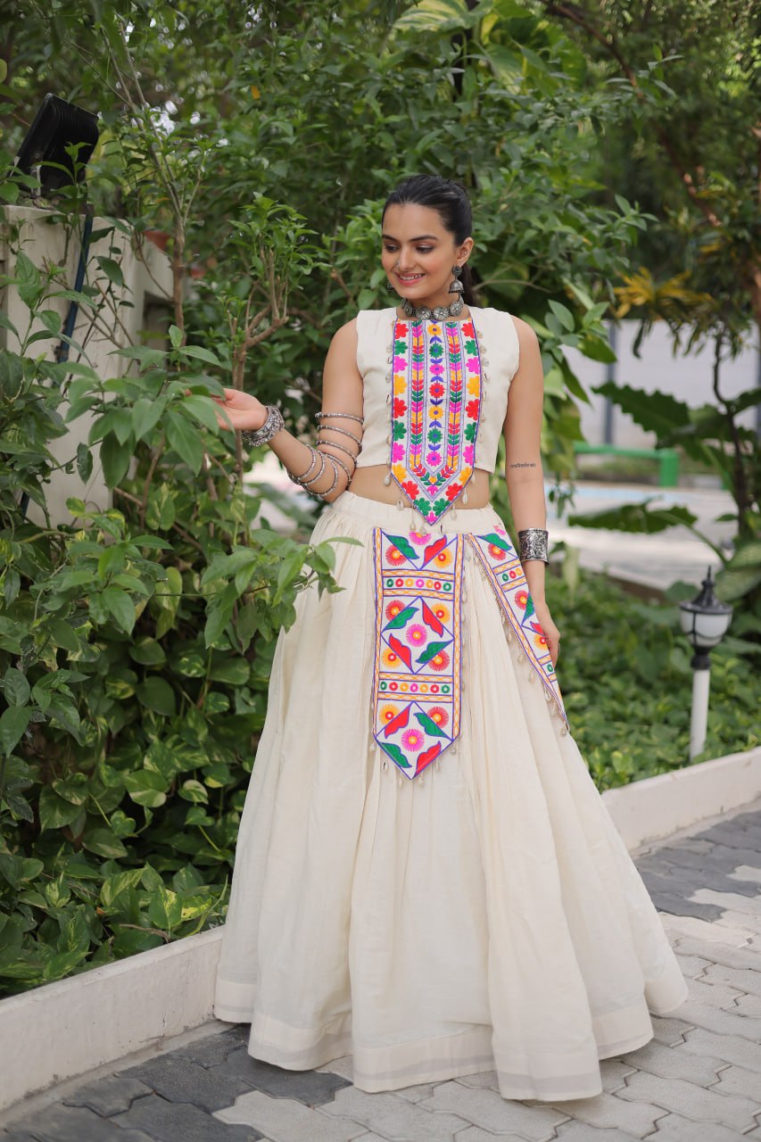 Navira in Ivory Navratri Glow White Lehenga Choli