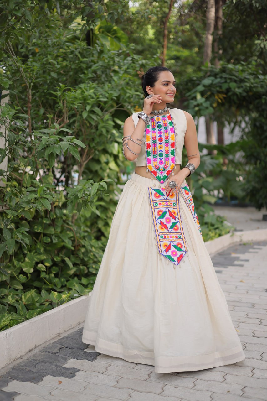 Navira in Ivory Navratri Glow White Lehenga Choli