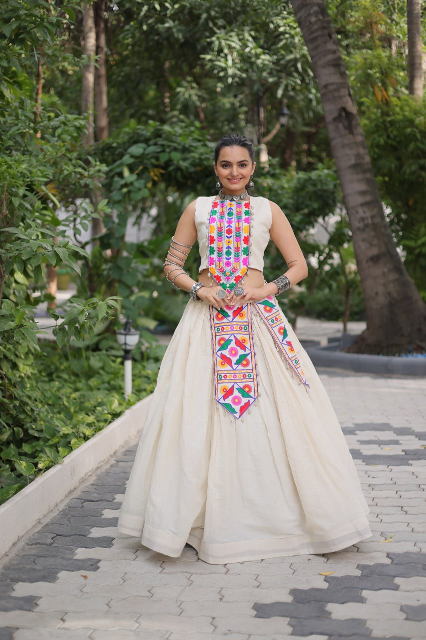 Navira in Ivory Navratri Glow White Lehenga Choli