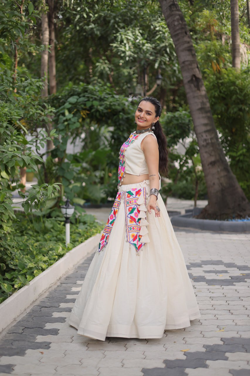 Navira in Ivory Navratri Glow White Lehenga Choli