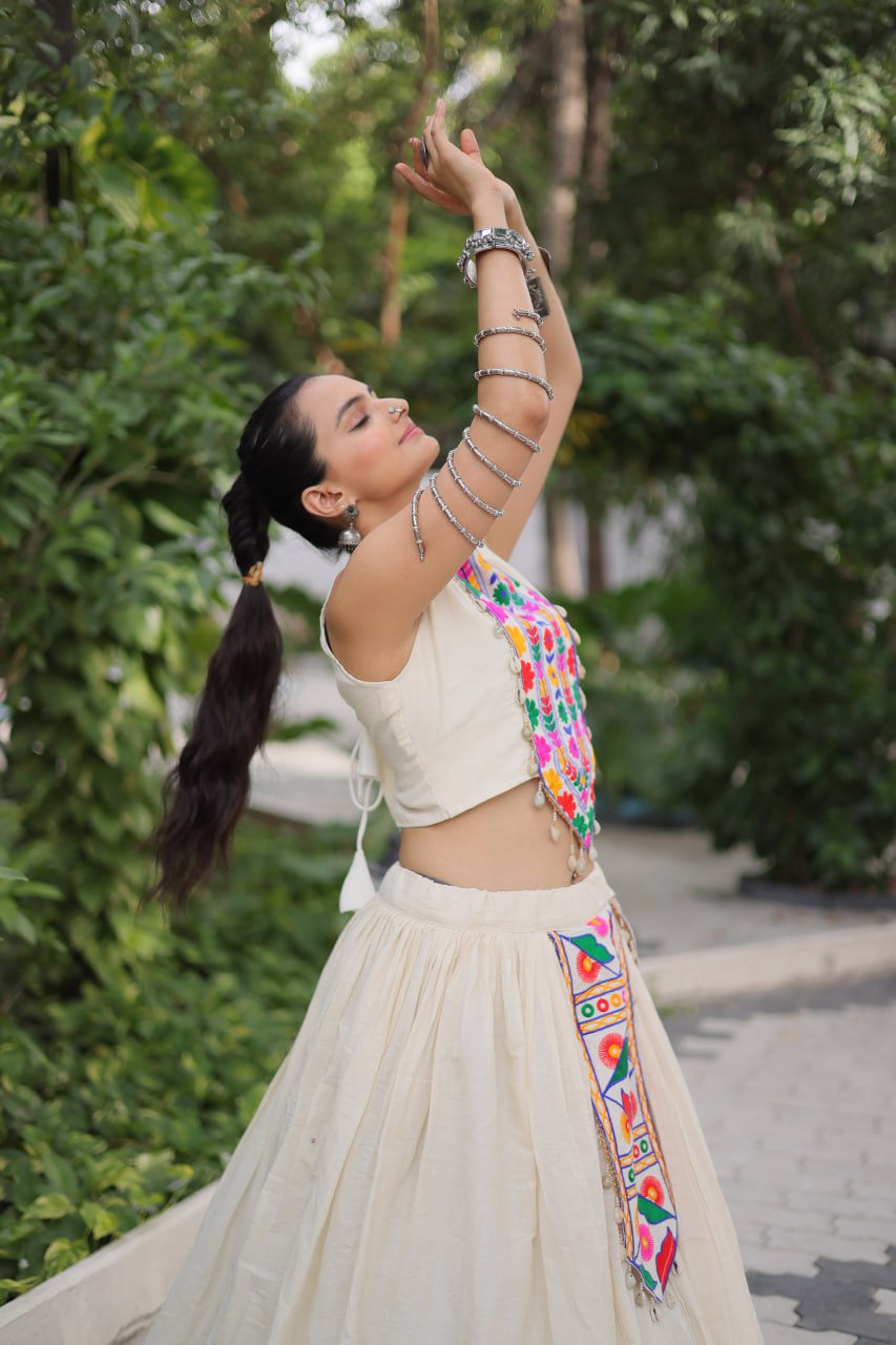 Navira in Ivory Navratri Glow White Lehenga Choli