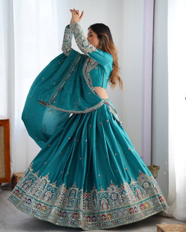 Raang Mahal Natural Crep silk Embroidered Lehenga Choli